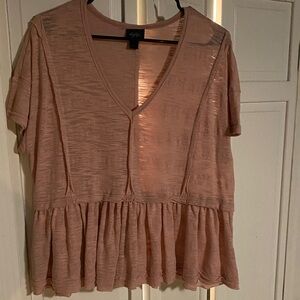 Daytrip Women's Pink Short Sleeve Peplum Top